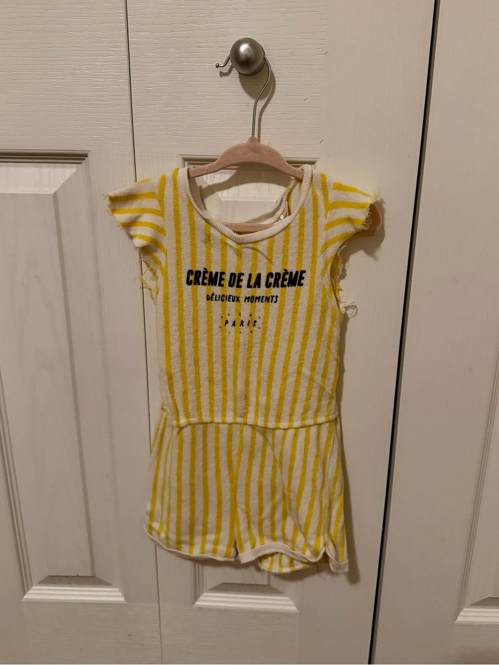 Zara Yellow & White Striped Kids One-Piece Tee
